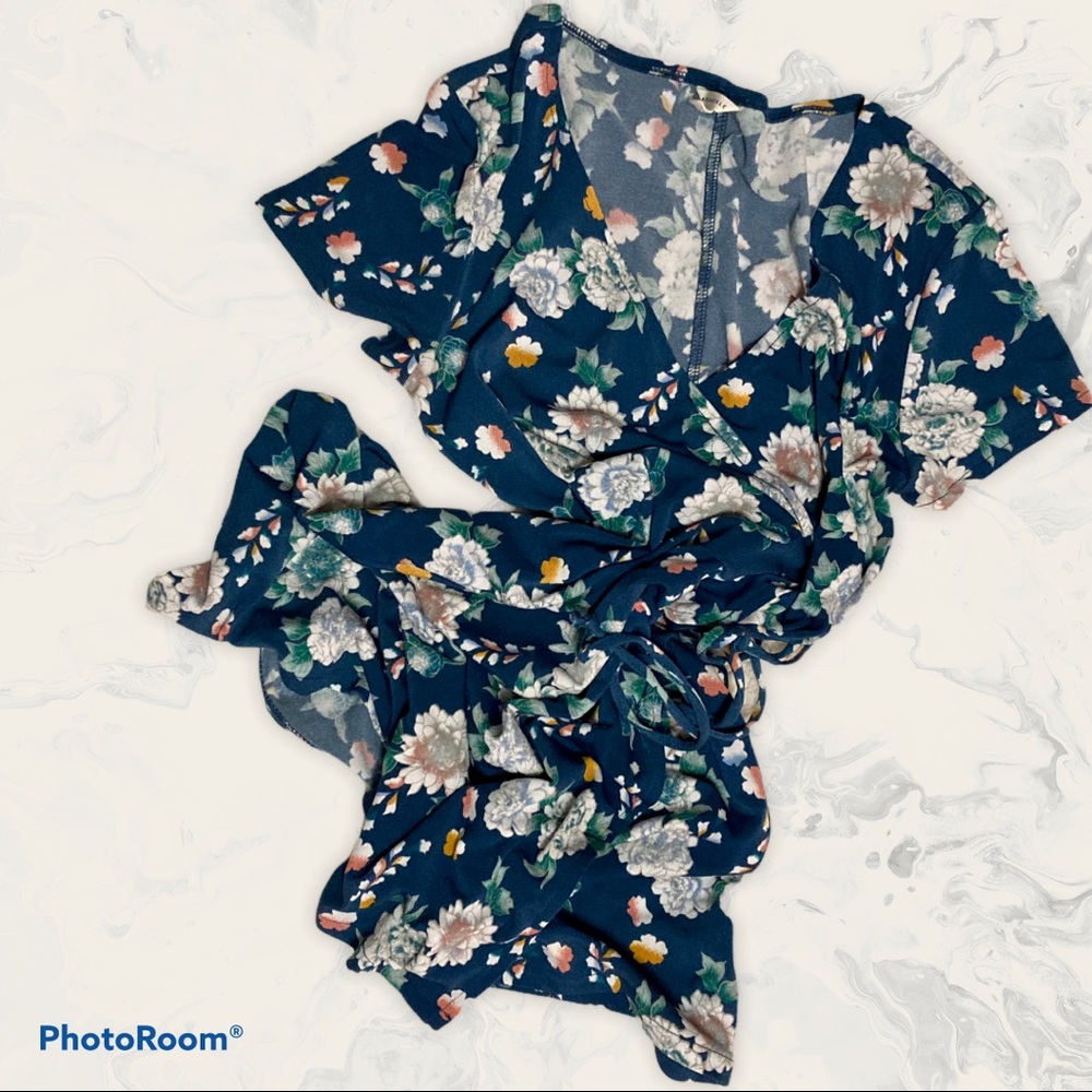 Aéropostale | Blue Floral Print Wrap Dress |